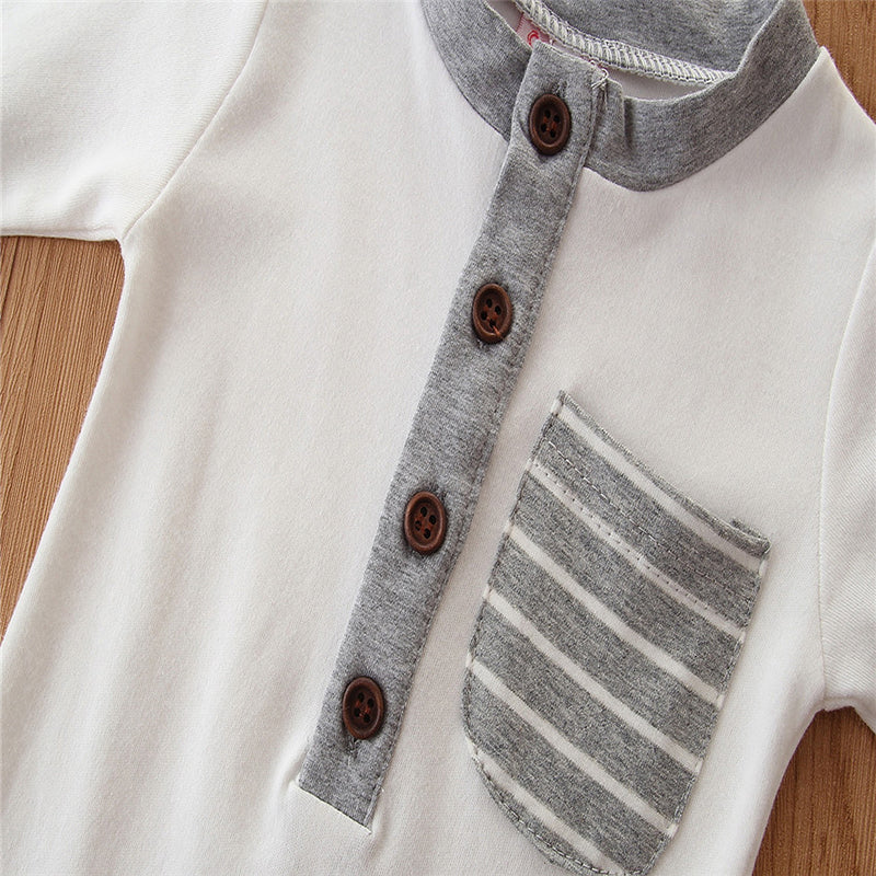 White & Grey Infant Girls Cotton Rompers