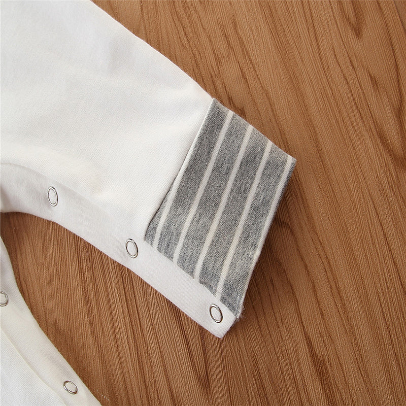 White & Grey Infant Girls Cotton Rompers