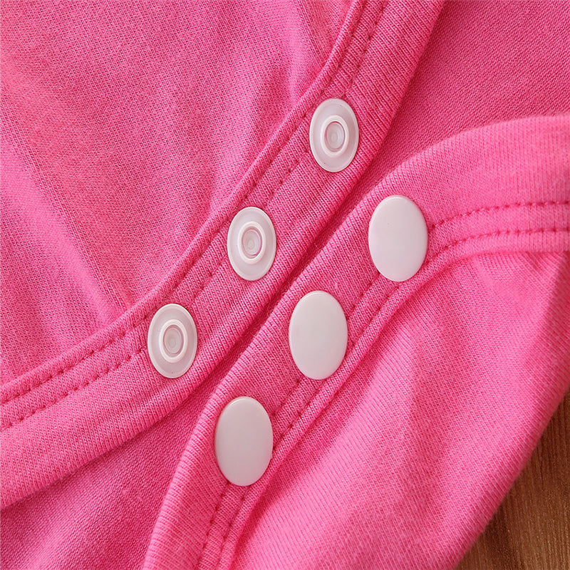 Girls Fuchsia Printed Bodysuit With Pyjamas
