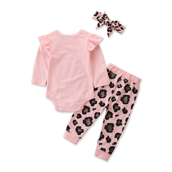 Infant Girls Pink Printed Bodysuit & Trouser With Hairband