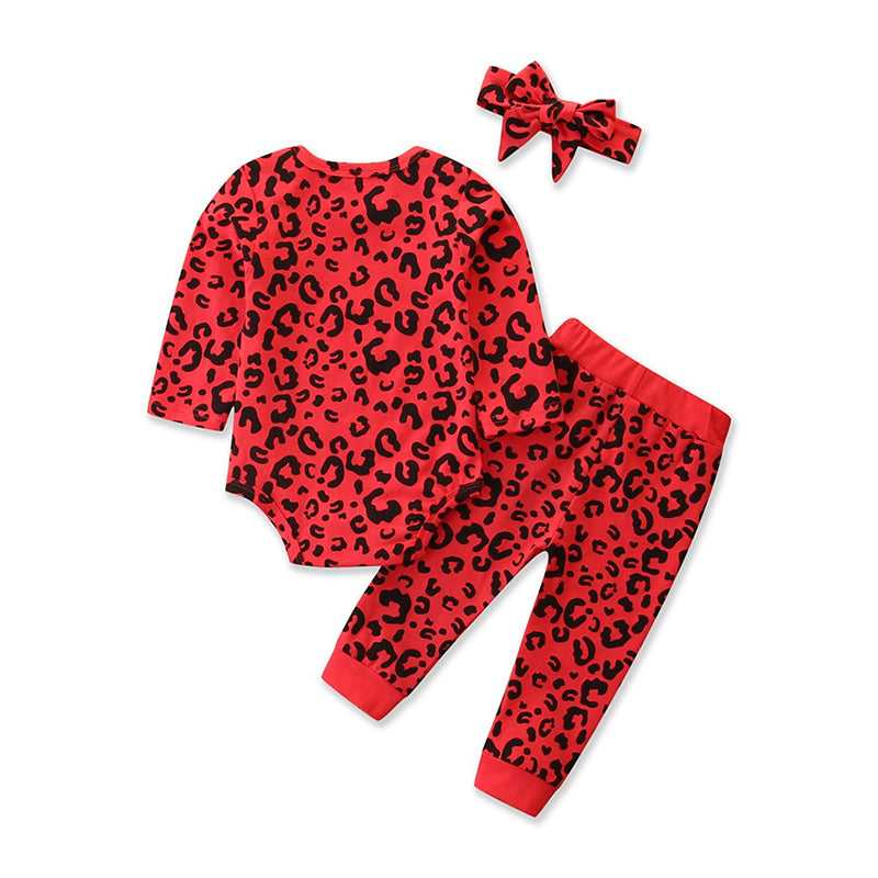Infants Girls Red & Black Printed T Shirt With Trousers