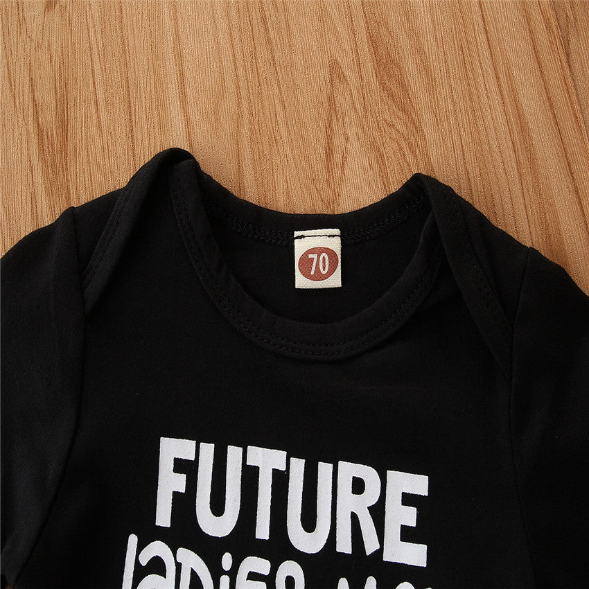 Girls Black Printed Bodysuit with Pyjamas