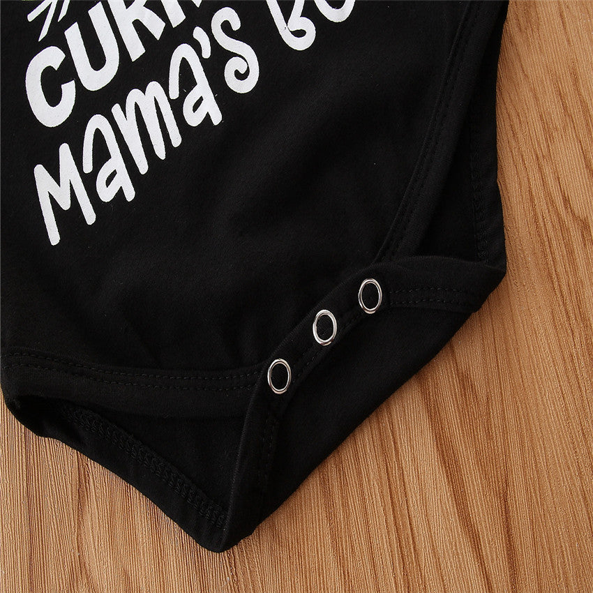 Girls Black Printed Bodysuit with Pyjamas