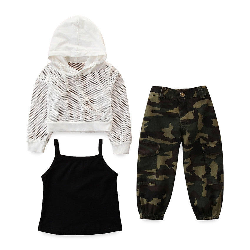 Girls Black Shoulder Strap Sleeveless Top With Trouser & Waistcoat