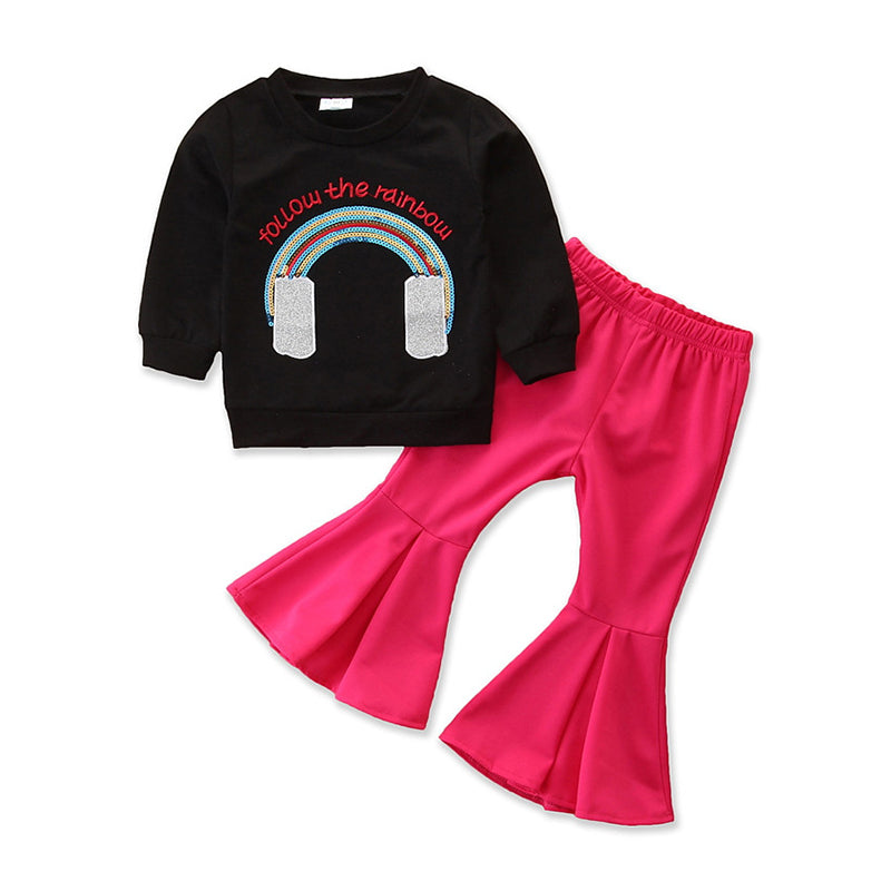 Girls Black T-shirt with Palazzos