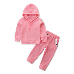 Girls Pink Ribbed Hooded T Shirt With Pyjamas