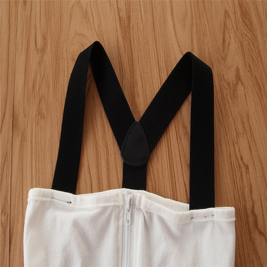 Girls White & Black Hooded T Shirt With Coat & Skirt