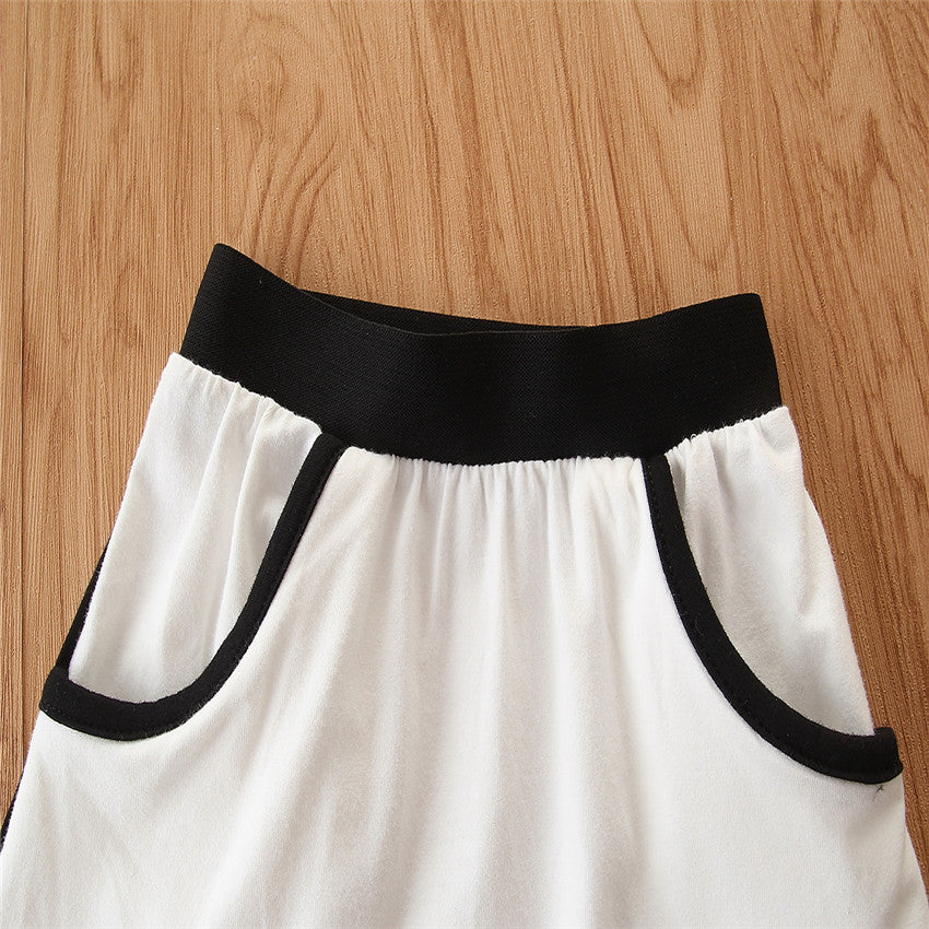 Girls Black & White Sweatshirt With Skirt & Top