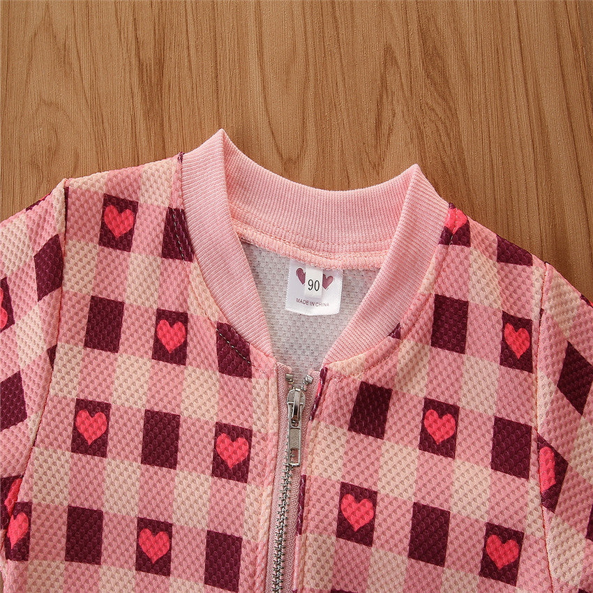 Girls Pink & White T-shirt With Shorts & Jacket