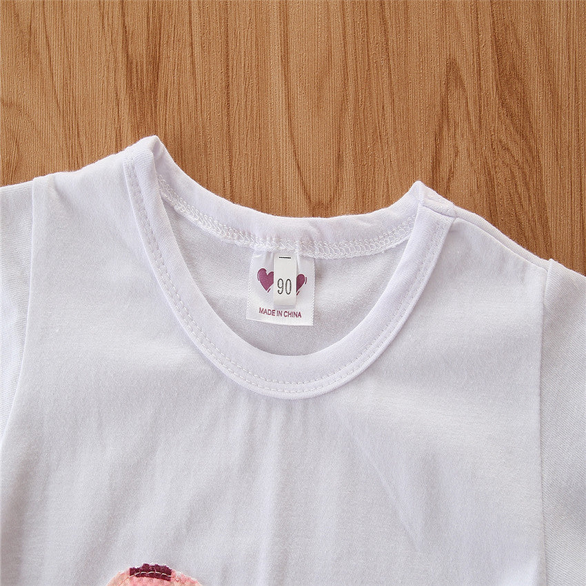 Girls Pink & White T-shirt With Shorts & Jacket