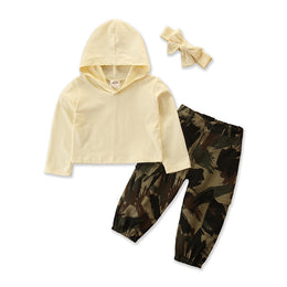 Girls Beige Hooded Sweatshirt with Pyjamas