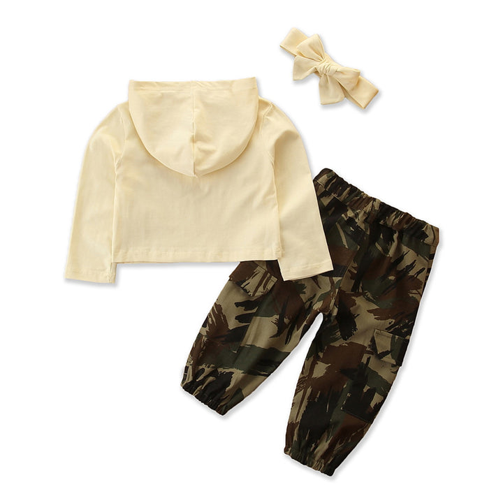 Girls Beige Hooded Sweatshirt with Pyjamas