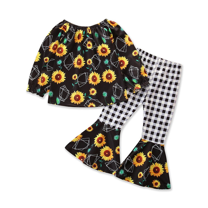 Girls Black & Green Floral Printed Pure Cotton Top with Trouser