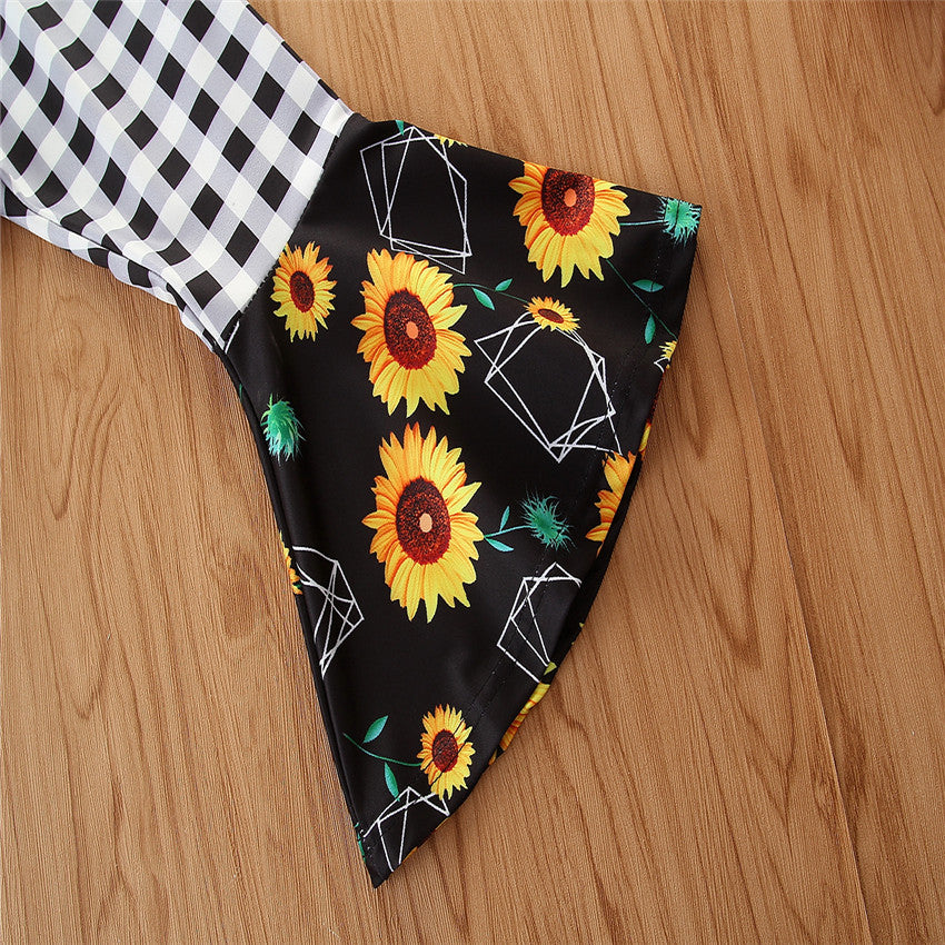 Girls Black & Green Floral Printed Pure Cotton Top with Trouser