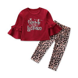 Girls Red & Pink Printed Pure Cotton Top With Trousers