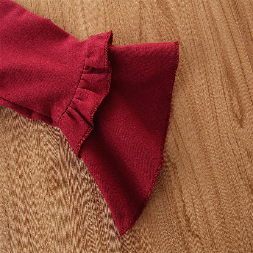 Girls Red & Pink Printed Pure Cotton Top With Trousers