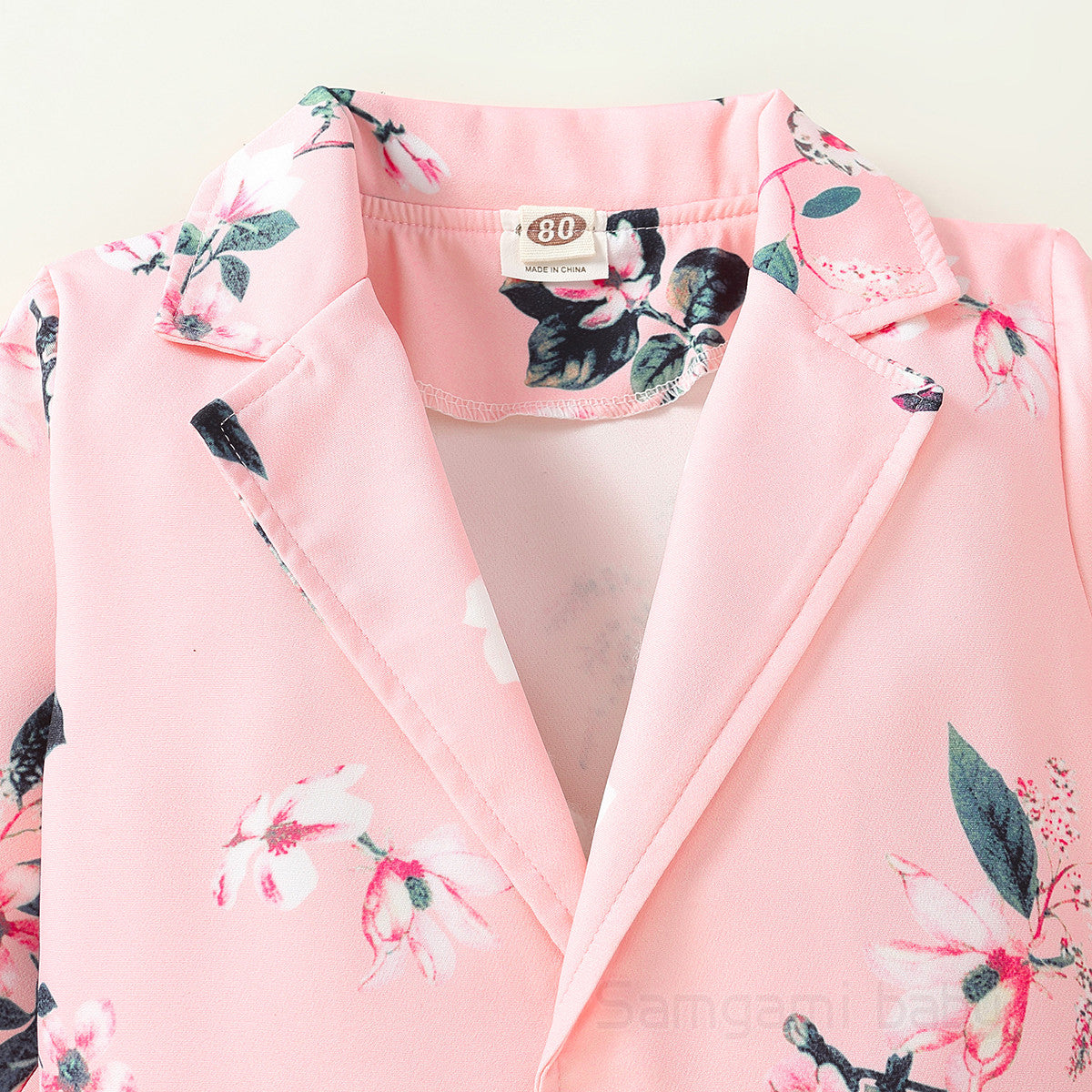 Girls Pink Floral Printed Coat with Skirt
