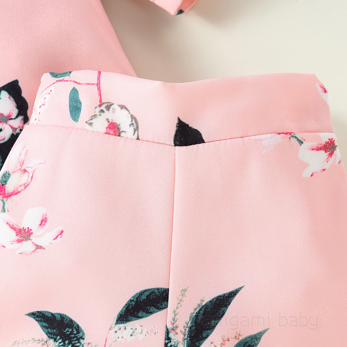 Girls Pink Floral Printed Coat with Skirt