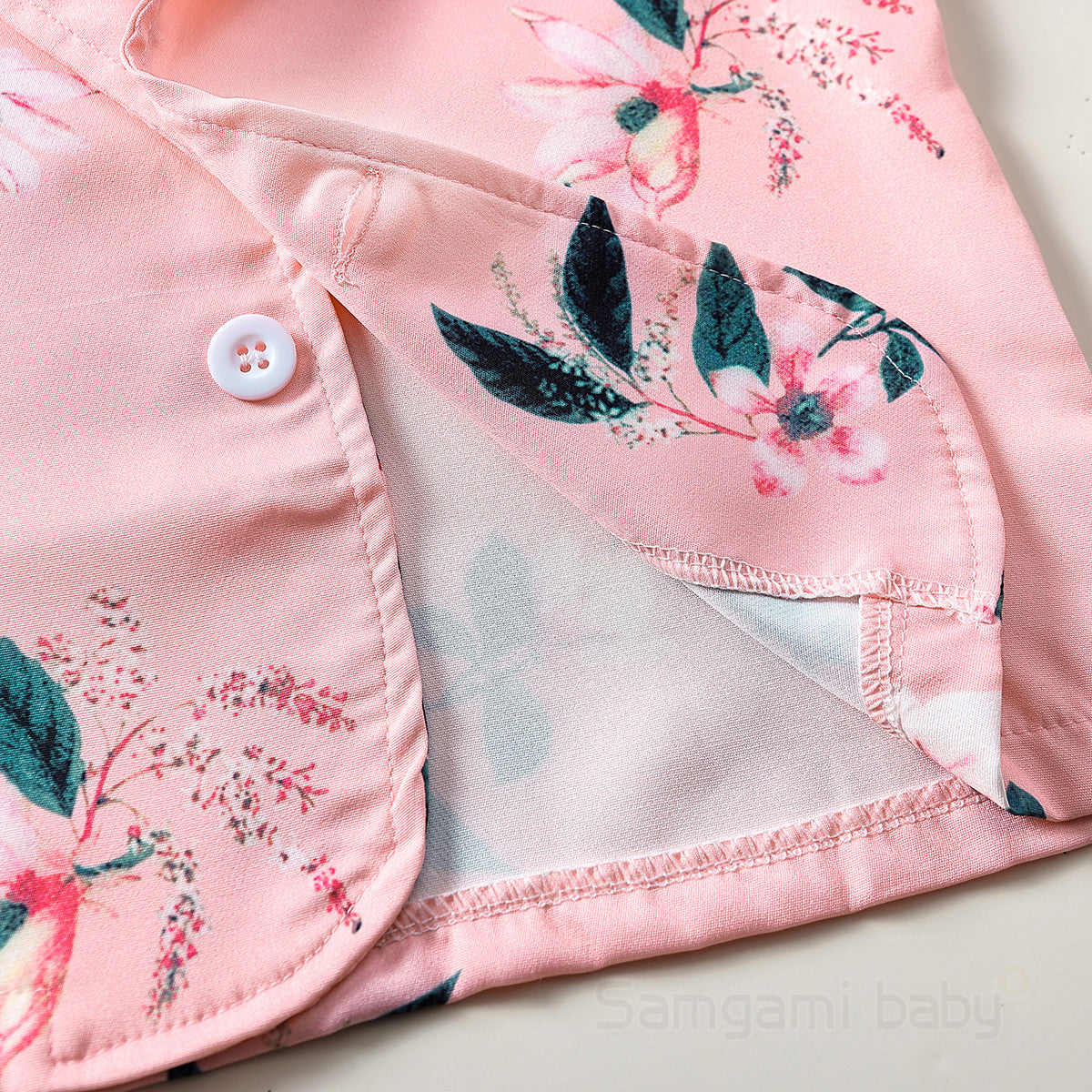 Girls Pink Floral Printed Coat with Skirt