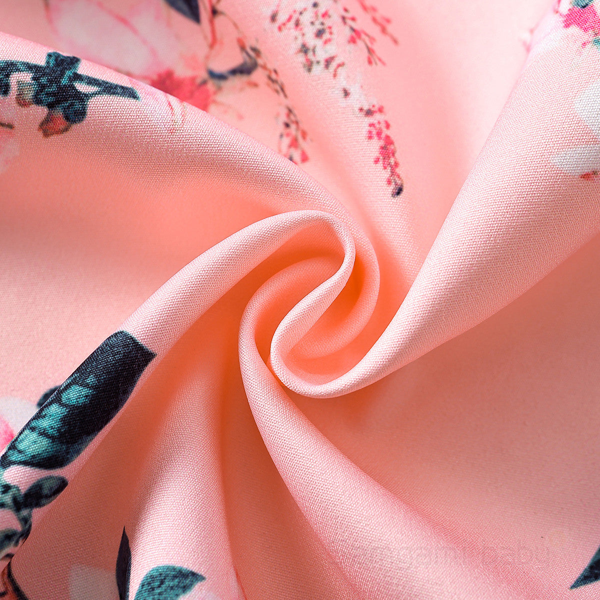 Girls Pink Floral Printed Coat with Skirt