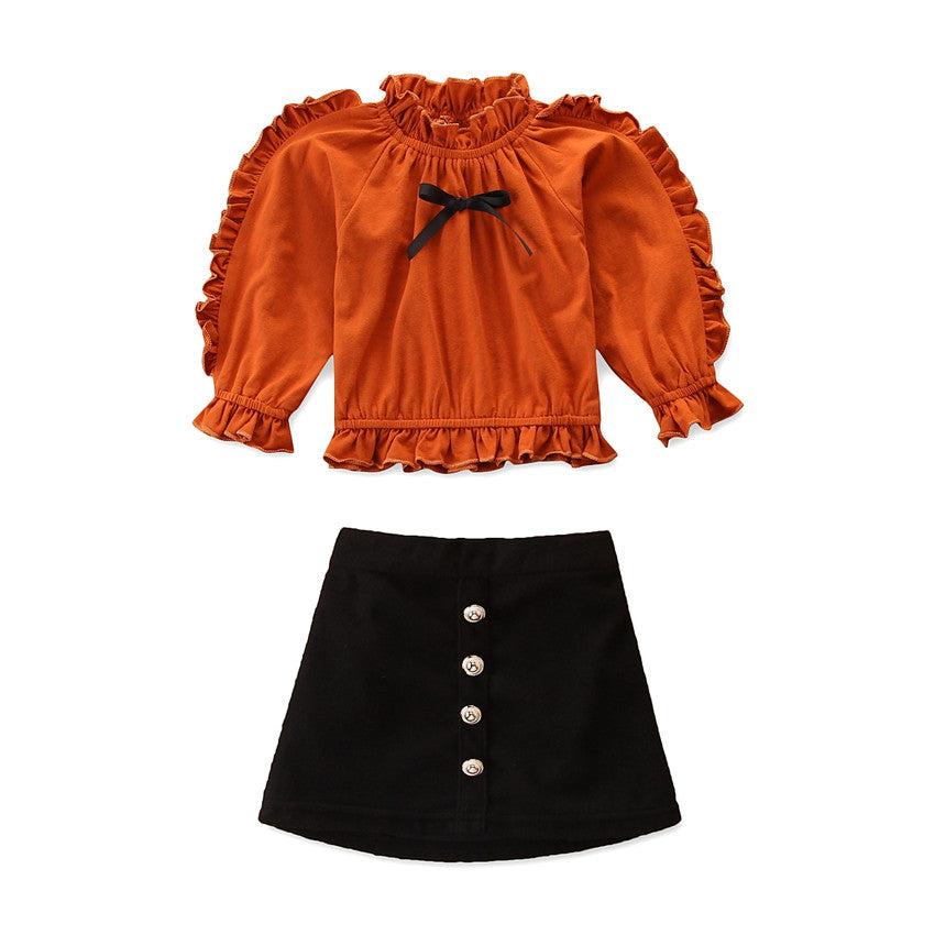 Brown Girls High Neck Top With Mini Skirt