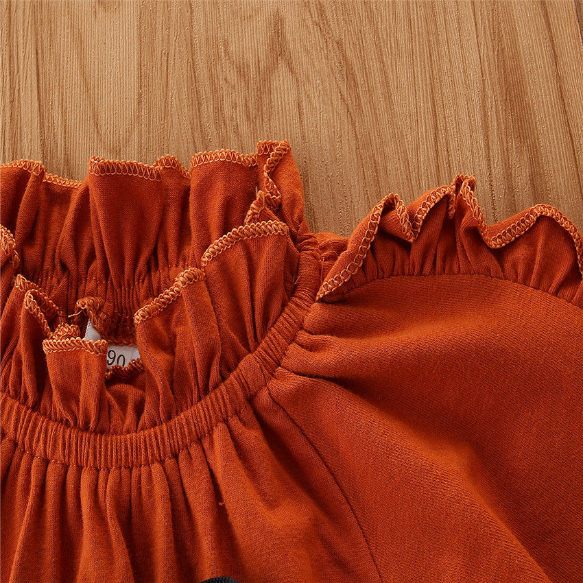 Brown Girls High Neck Top With Mini Skirt
