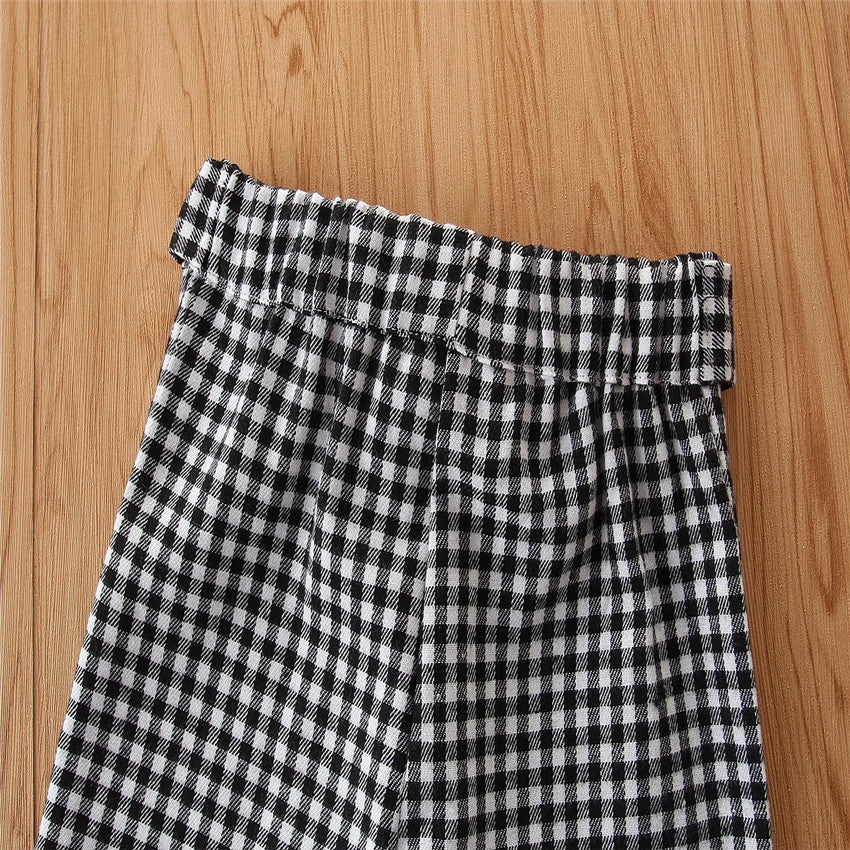 Girls Black Self Design Top with Trousers
