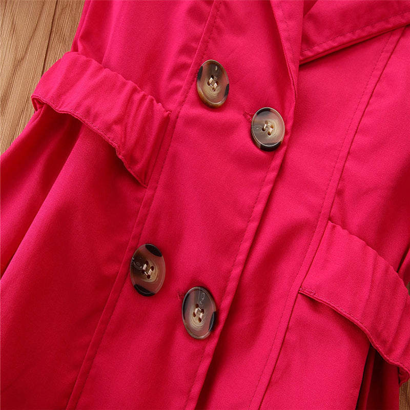 Girls Pink Double Breasted Trench Coat