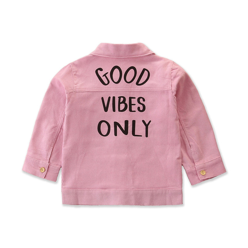 Infant Girls Pink Typography Printed Tailored Jacket