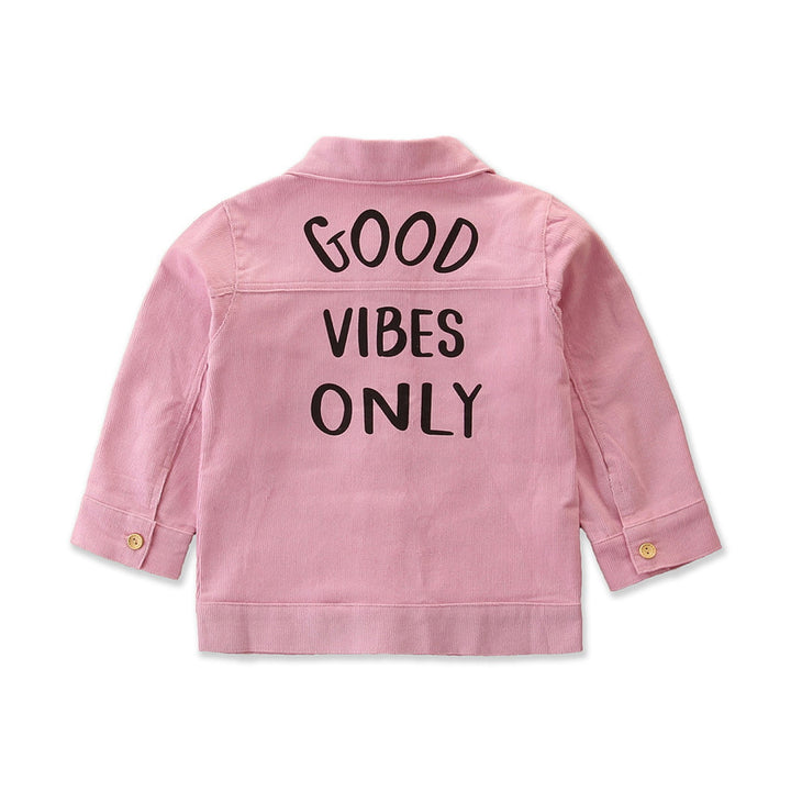 Infant Girls Pink Typography Printed Tailored Jacket
