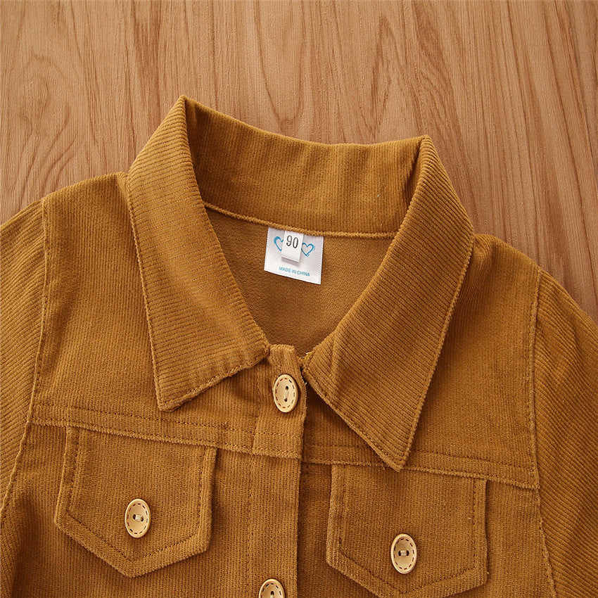 Girls Mustard Yellow Spread Collar Tailored Jacket