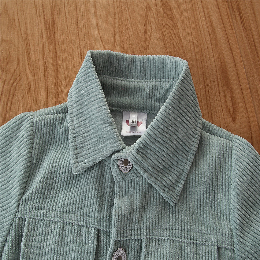 Girls Blue Striped Spread Collar Long Sleeves Windcheater Cotton Tailored Jacket