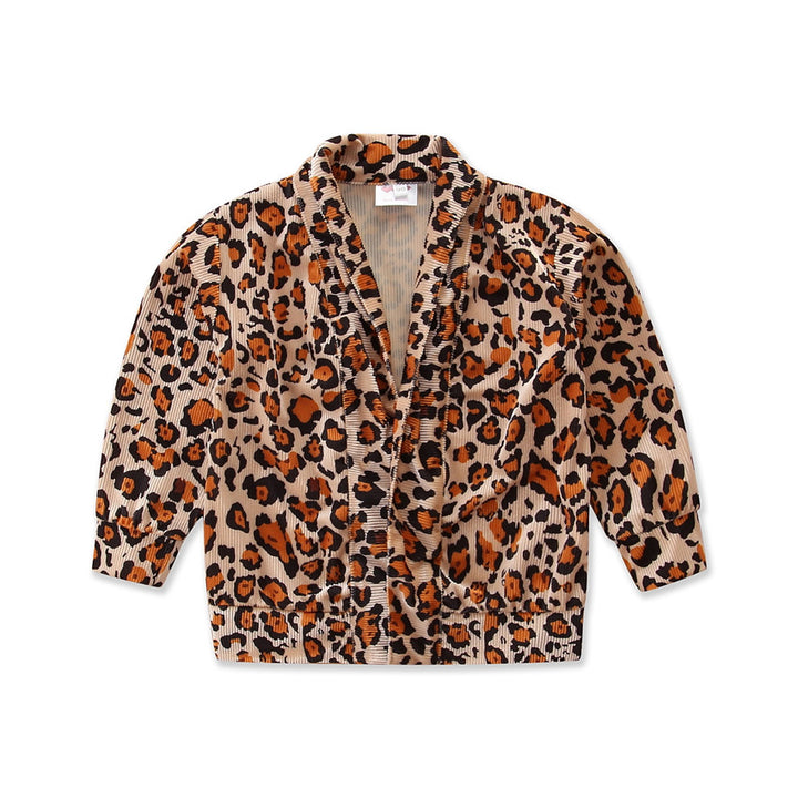 Girls Brown Abstract Printed Spread Collar Cotton Tailored Jacket