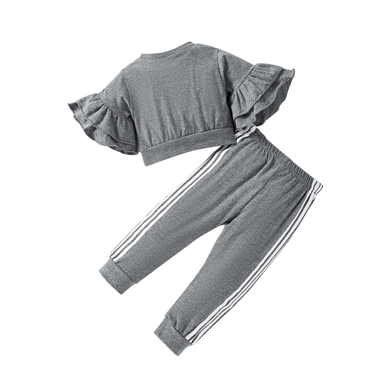 Girls Grey Bell Sleeve Top with Trousers