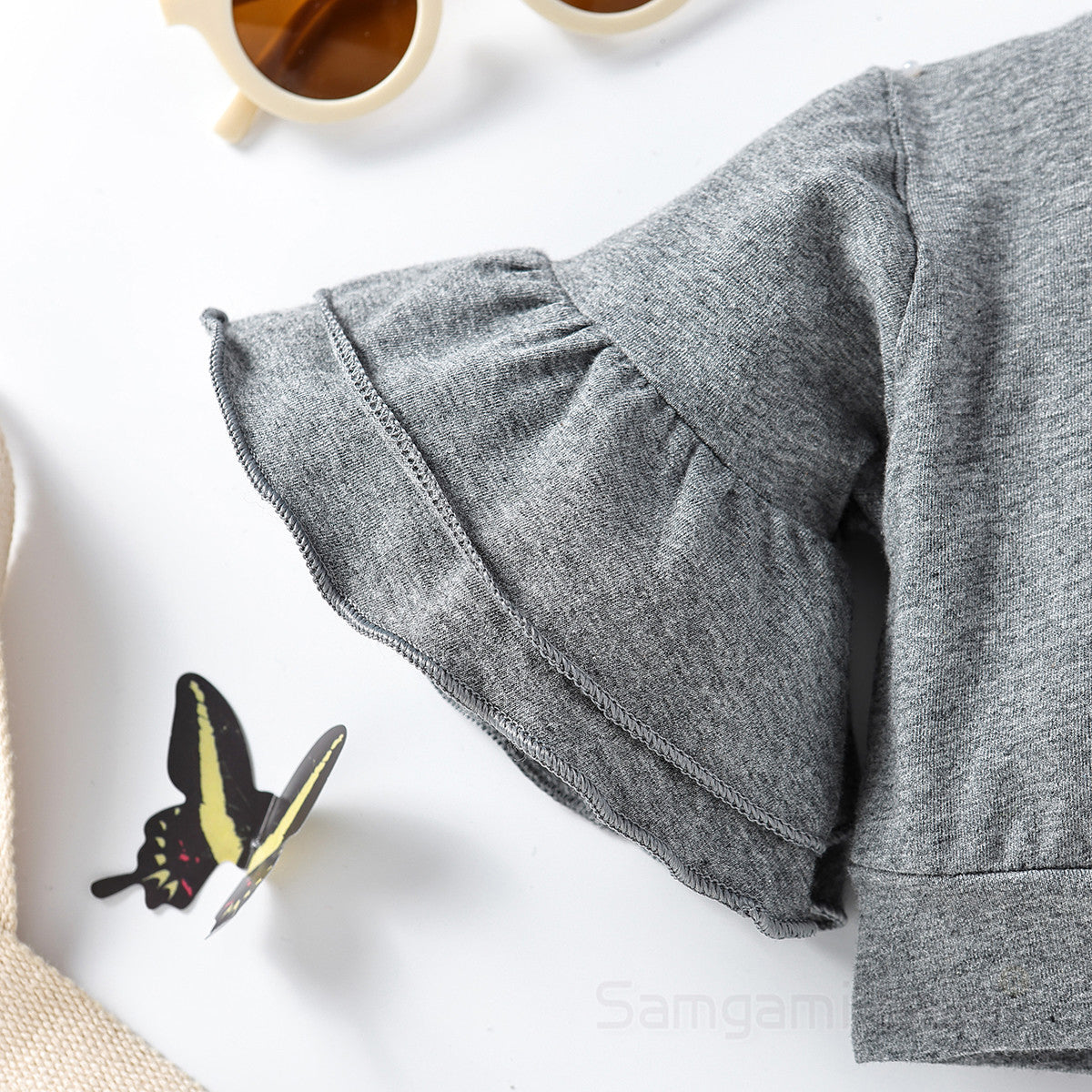 Girls Grey Bell Sleeve Top with Trousers