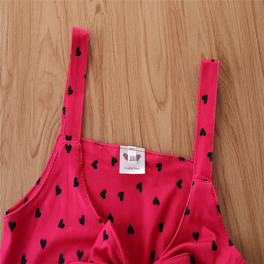 Girls Fuchsia Printed Top with Shorts