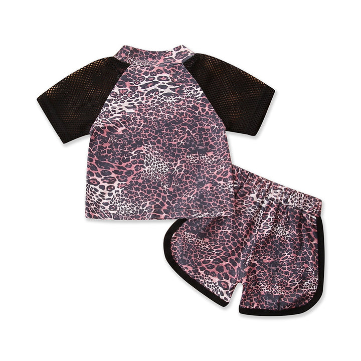 Girls Black & Pink Printed T-shirt with Shorts