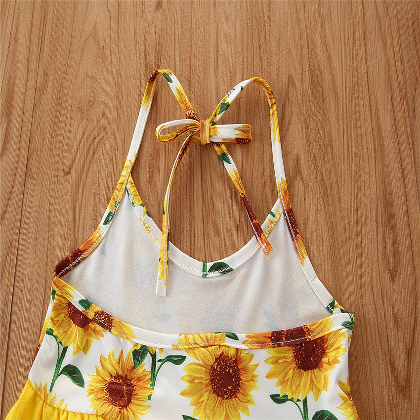 Girls Yellow Floral Printed Top with Shorts