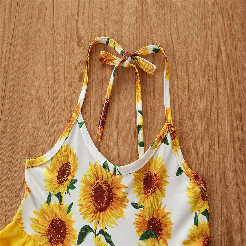 Girls Yellow Floral Printed Top with Shorts