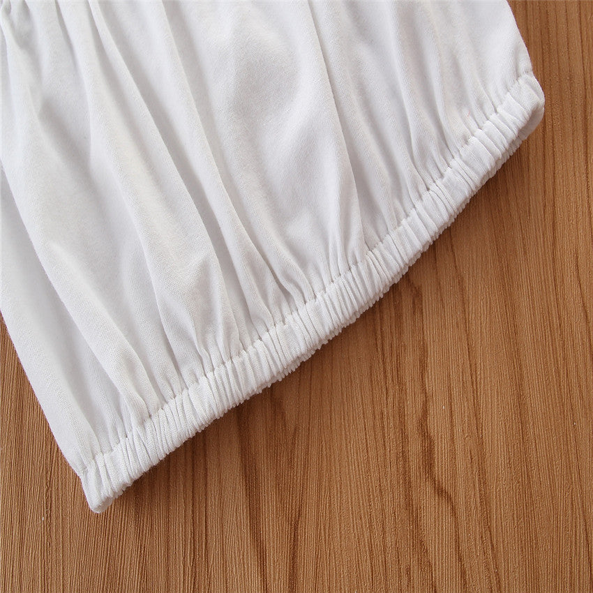 Girls White & Red Off-Shoulder Top with Pyjamas