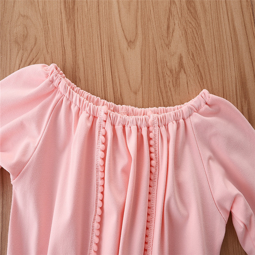 Girls Pink Boat Neck Top With Short