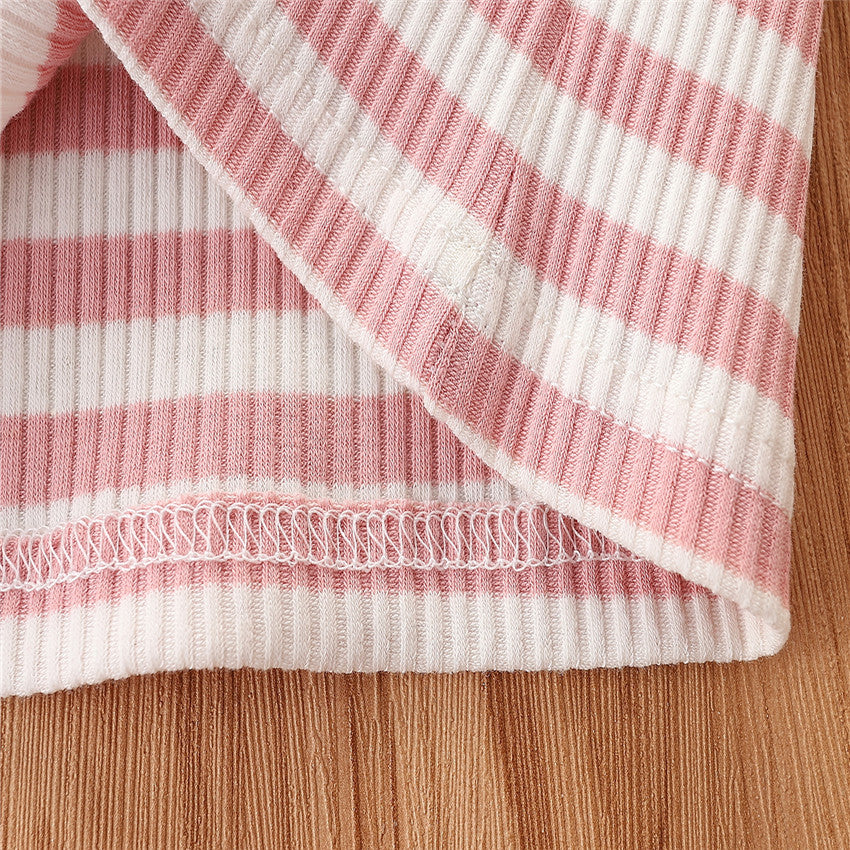 Girls Pink Striped Shoulder Straps Top with Palazzos