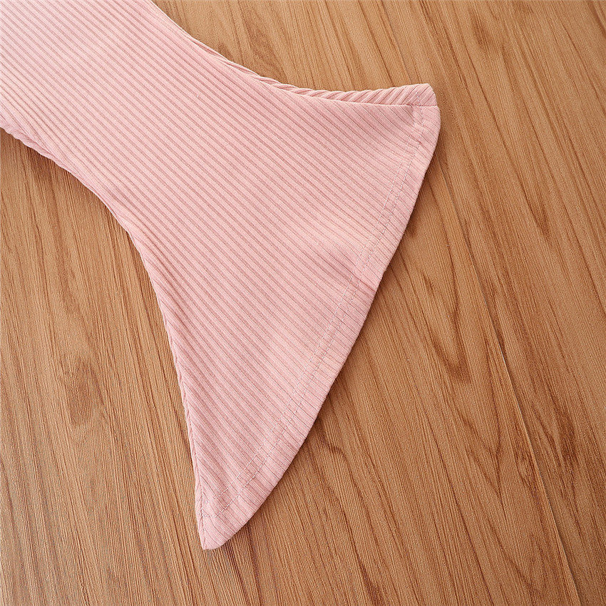 Girls Pink Striped Shoulder Straps Top with Palazzos