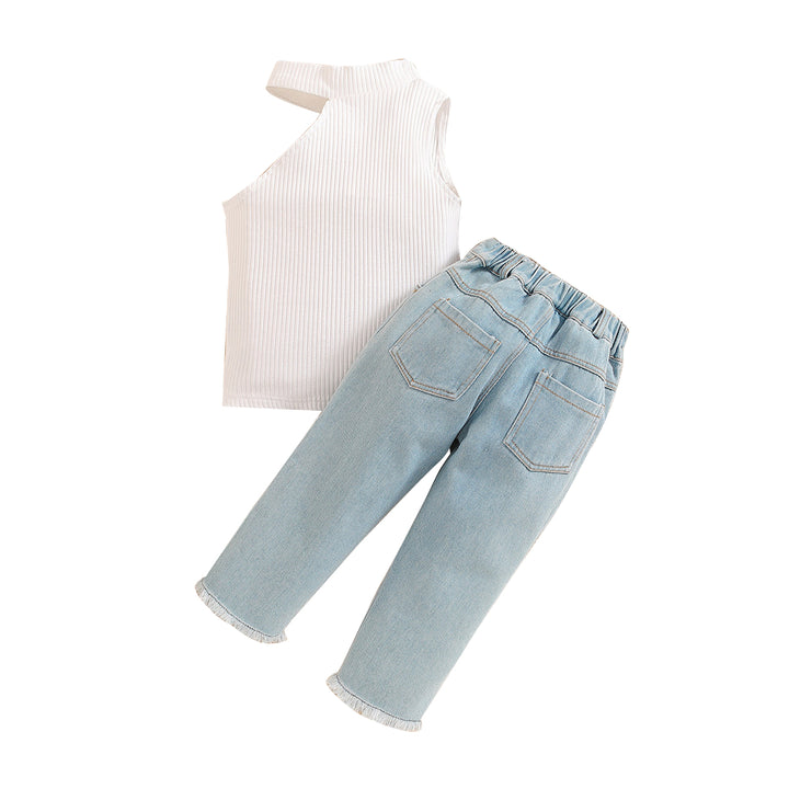 Girls White Top With Trousers