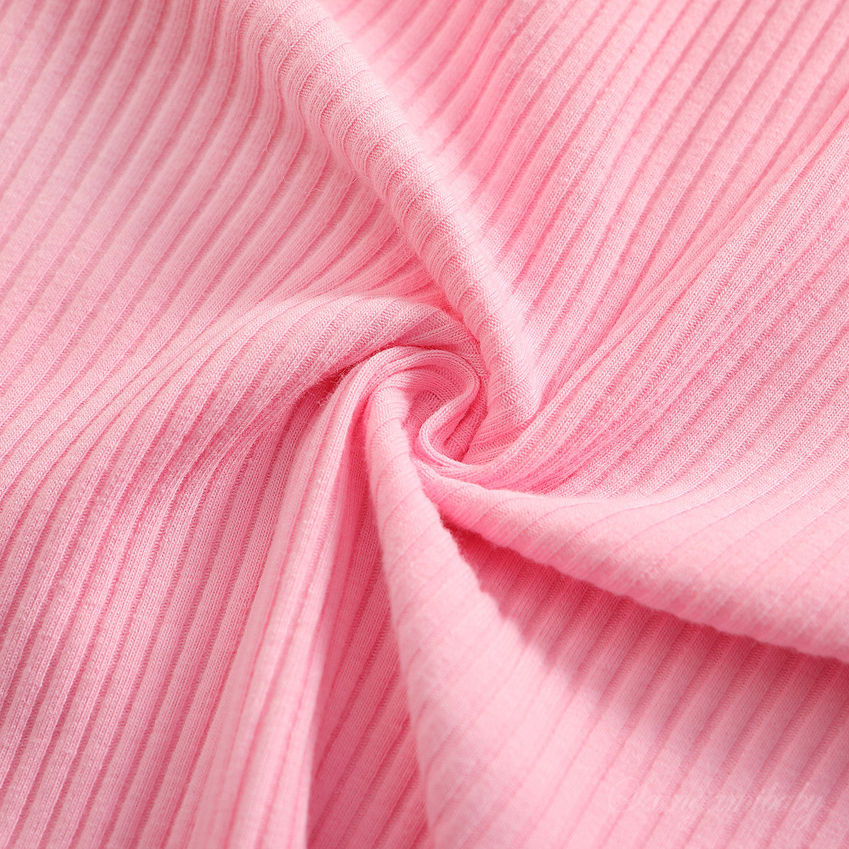 Girls Pink Ribbed Top With Trousers
