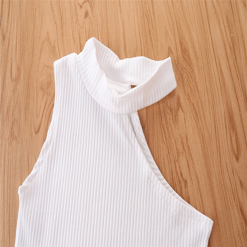 Girls White One Shoulder Top with Jeans