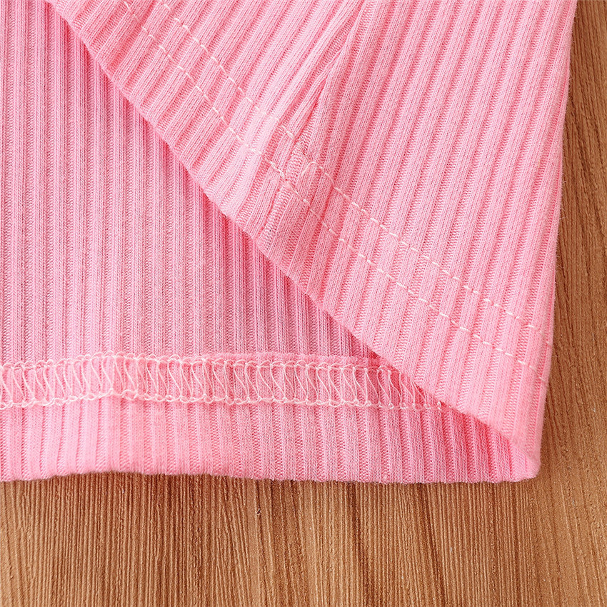 Girls Pink & Blue One Shoulder Top with Trousers