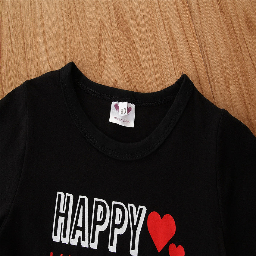 Boys Black Printed T-Shirt with Jeans
