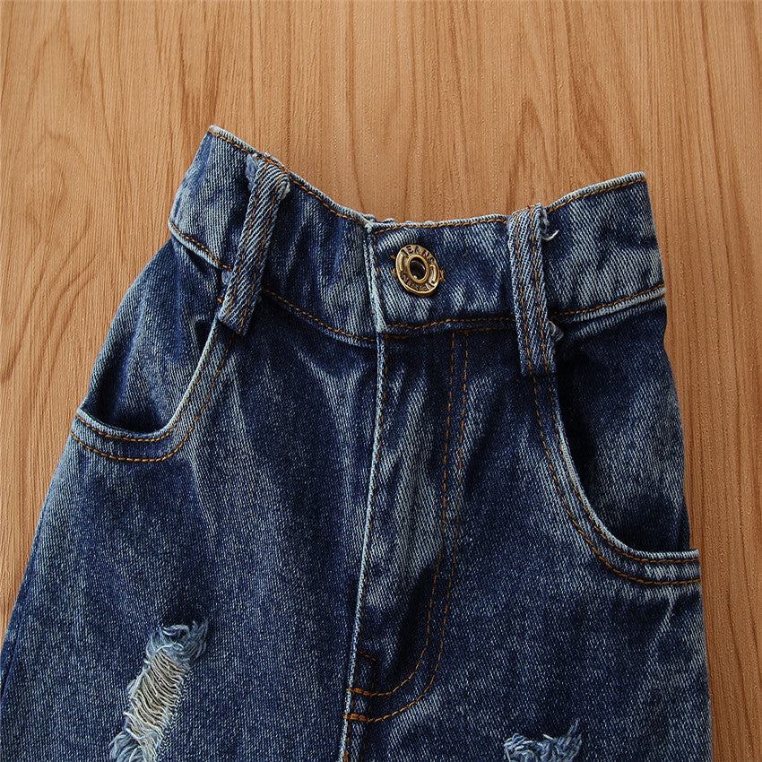 Boys Black Printed T-Shirt with Jeans