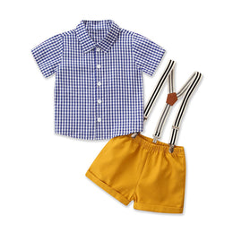 Boys Blue Checked Top with Shorts